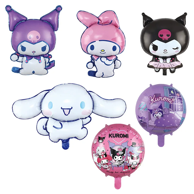 Набор воздушных шаров Sanrio Kuromi, милый мультяшный номер 1-9, украшение для дня рождения для девочек, реквизит, фиолетовый воздушный шар из фольги для душа, ролевые игры