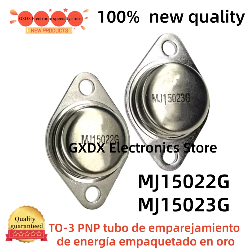 5 pares/5 unidades MJ15022 MJ15023 (5 unidades MJ15022G y 5 unidades MJ15023G) Tubo de emparejamiento de potencia PNP TO-3 empaquetado en color dorado
