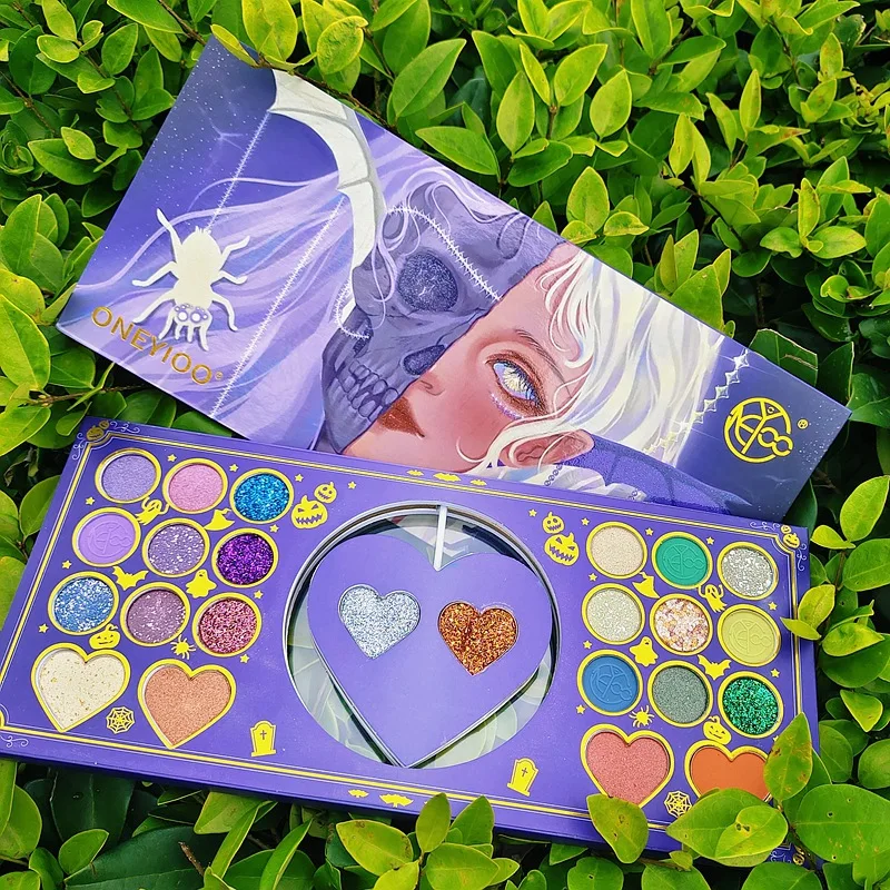 46 colori Halloween Spinning Heart Design Matte Eyeshadow Palette Glitter Eye Shadow Blush Pigment trucco professionale per il viso