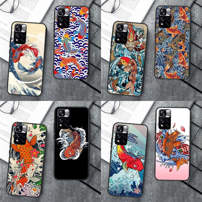 Tattoo Japanese Koi Dragon Wave Case For Xiaomi Redmi Note 12 11 10 9 8 Pro Note 12S 11S 10S 9S Cover For Redmi 9 10 12 C