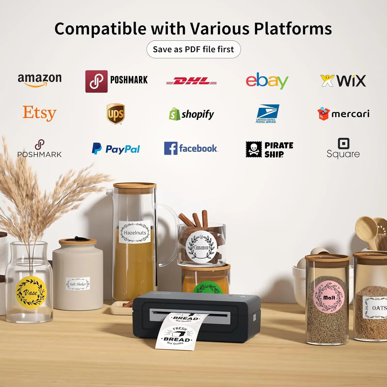 طابعة ملصقات الشحن الحراري بلوتوث، آلة ملصقات بدون حبر 4X6 لأجهزة iOS، Android، الكمبيوتر المحمول، الطابعة اللاسلكية، شعبية جديدة #5