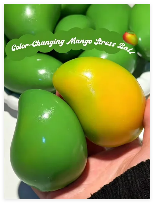 

Handmade Crispy Mango Stress Ball Squeeze Toy, Color-Changing Mango Squishy Fidget Ball, ASMR Sensory Stress Relief Toy