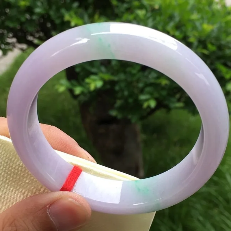 Ice-like spring-colored round natural Burmese jade bracelet 4