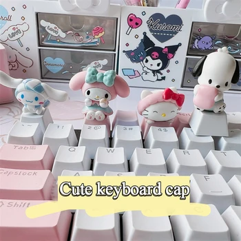 Sanrio Kawaii Kawaii Keycaps l Keycaps mekanik klavye kapaklar Hello Kitty Pochacco Mx eksen kişiselleştirilmiş karikatür Esc Diy anahtar kap oyunu