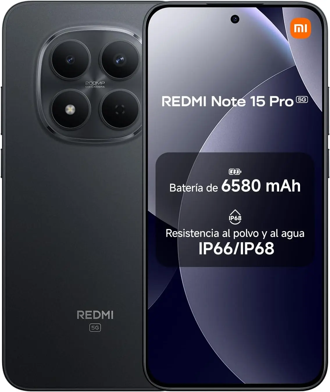 XIAOMI REDMI Note 15 Pro 5G – Pantalla de 6,83″ 1.5K AMOLED, MediaTek Dimensity 7400-Ultra, cámara de 200MP, batería de 6580 mAh, Cargador no Incluido 3