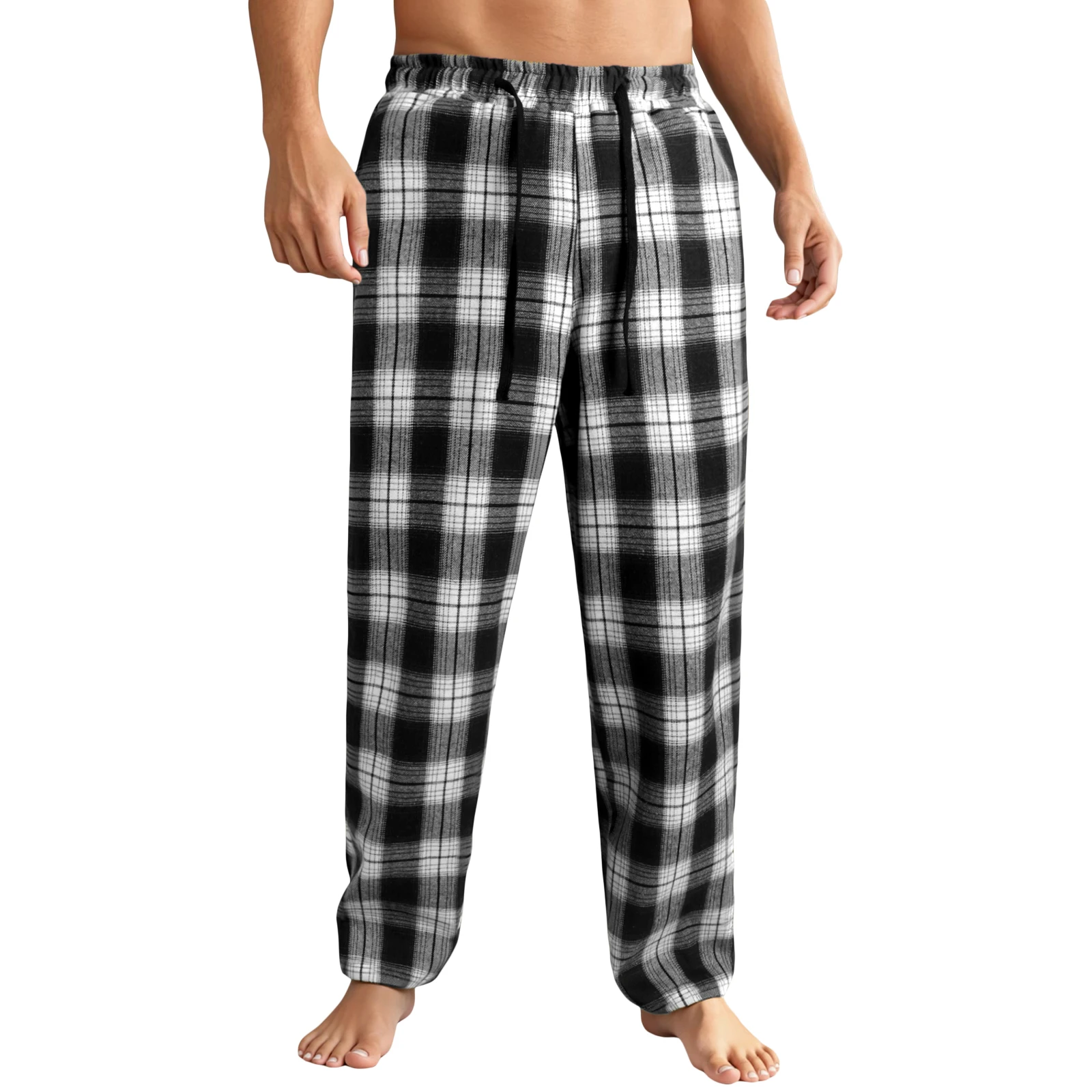 

Мужские пижамные штаны в клетку, модные повседневные брюки для отдыха на шнурке для повседневной жизни