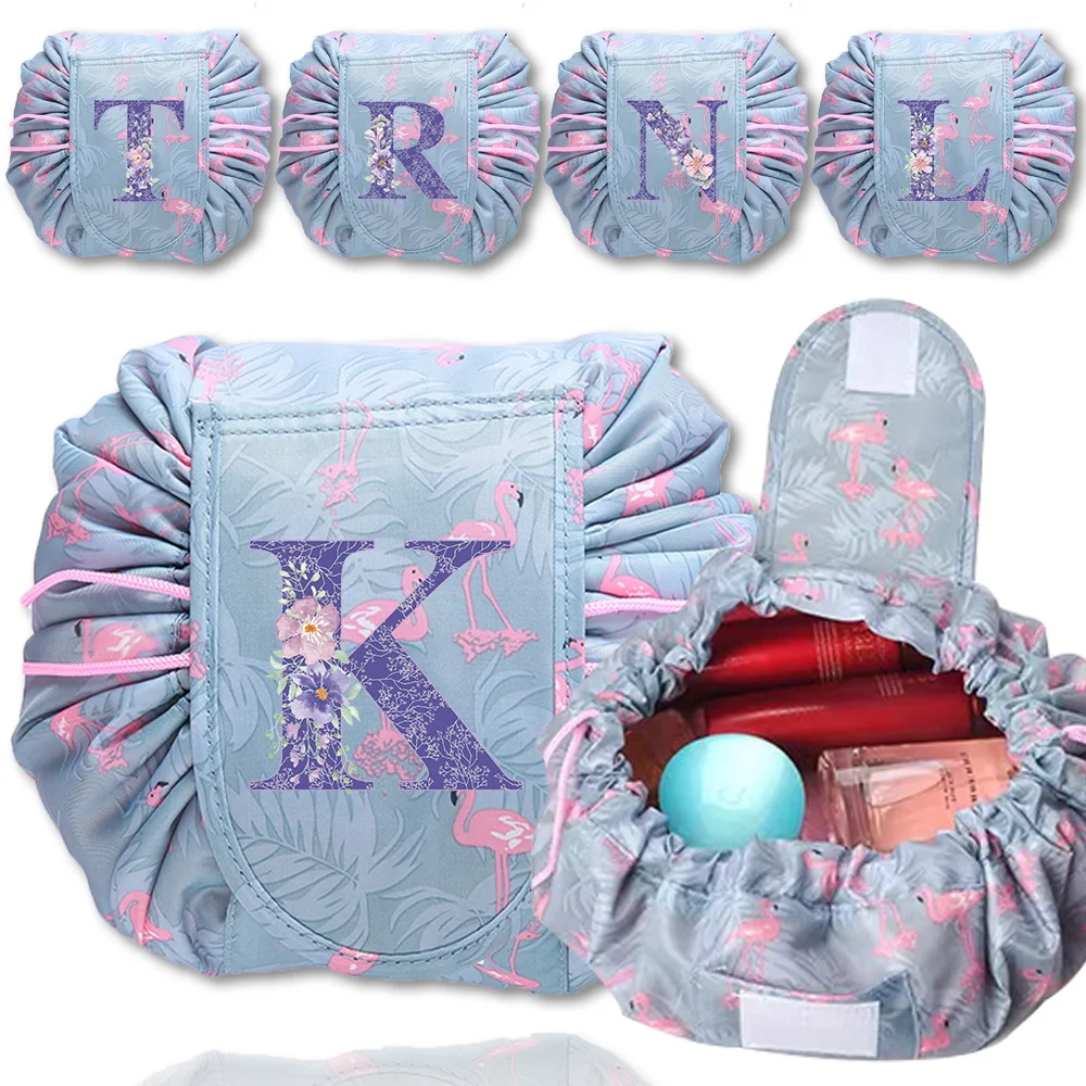 Portable Lazy Makeup Bag Makeup Tool Lipstick Organizer Case Luxury Lazy Bags Purple Flower Series Fashion Beauty Case