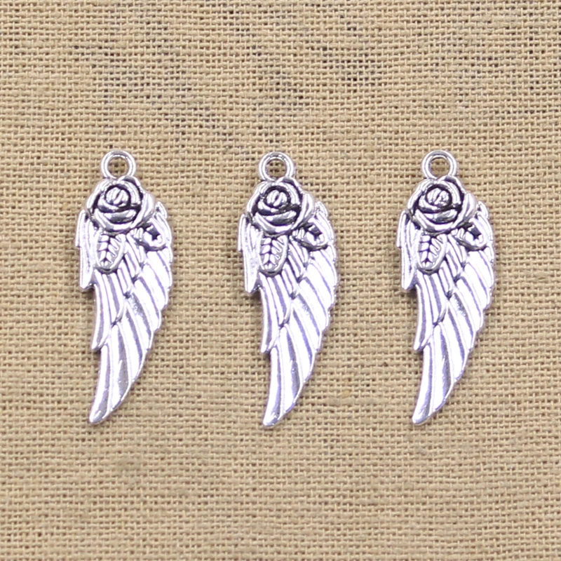 8pcs Charms Angel Wings 30x12mm Antique Making Pendant fit,Vintage Tibetan Bronze Silver color,DIY Handmade Jewelry