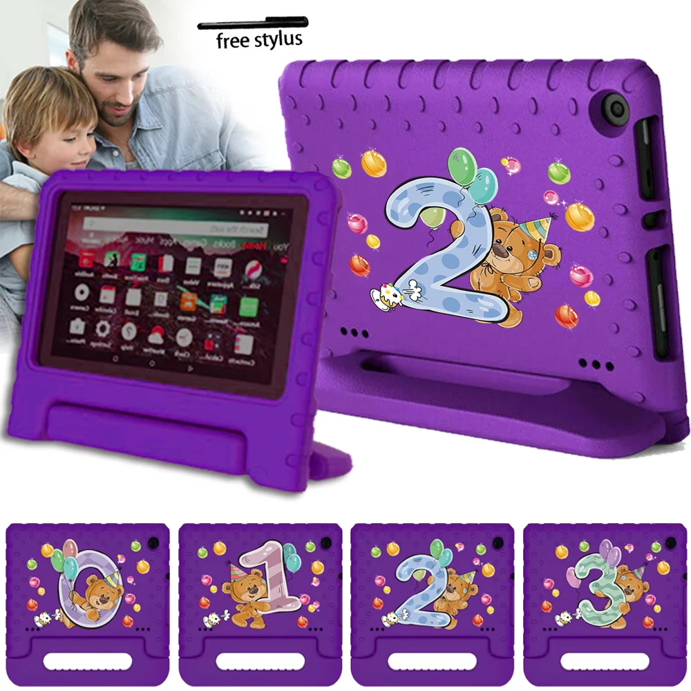 Kids EVA Tablet Case for Fire 7 5th 7th 9th 12th Gen 2022/Fire HD 8/Fire HD 8 Plus Children Safety Stand Cover Protective Shell