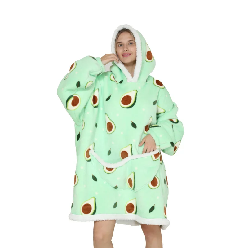 2025 신상 오버사이즈 웨어러블 따뜻한 플란넬 셰르파 담요 후드티 (겨울 남녀공용 풀오버 TV 스웨트셔츠) ☆ ★ 이에 ☆ ★