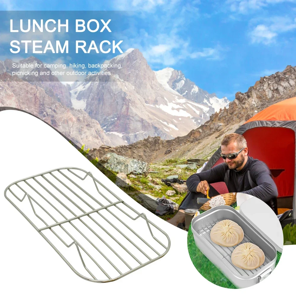 Camping Lunch Box Steaming Rack Stainless Steel Cooking Rack Lunch Box Steaming Stand Outdoor Picnic Cookware for Hiking Fishing