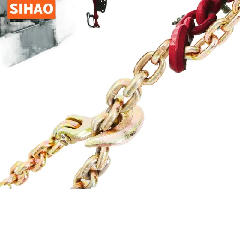 

SIHAO 2pcs Tow Chain Tie Down with Grab Hooks Plated Truck with Safety Grab Hooks for Logging Binder Tie Down Transport Flatbe