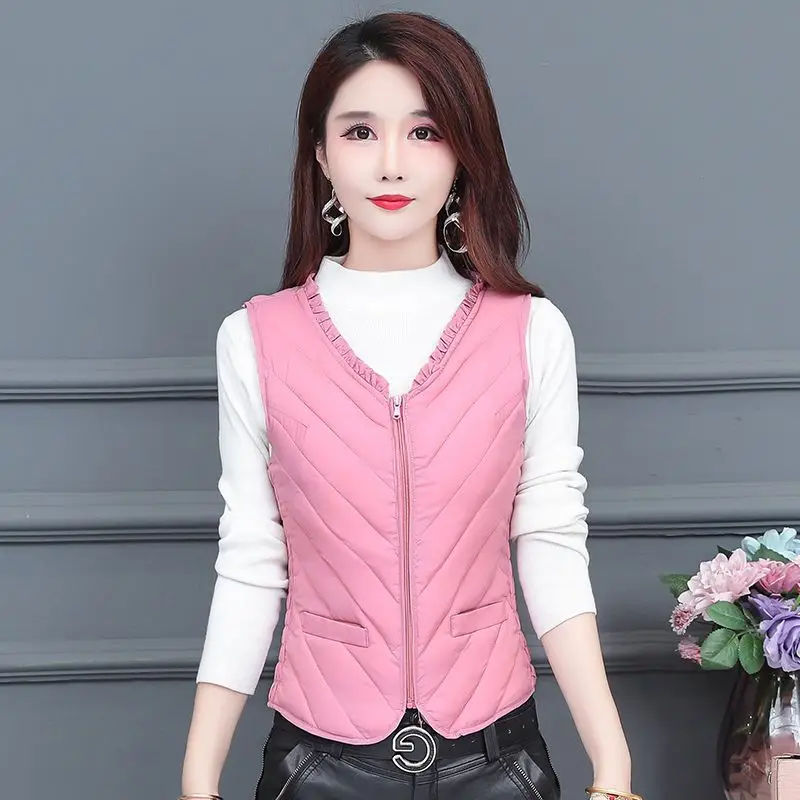 

2023 Lightweight Slim-Fit Women Short New Close-Fitting Waistcoat Liner Close-Fitting Autumn Winter New Down Cotton-Padded Vest