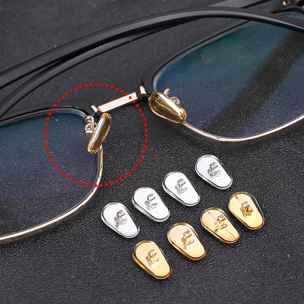 4pcs Silicone Gold/Silver Nose Pads Nearsighted Glasses Sunglasses Easy Removable Universal Locking Eyeglass Nosepiece