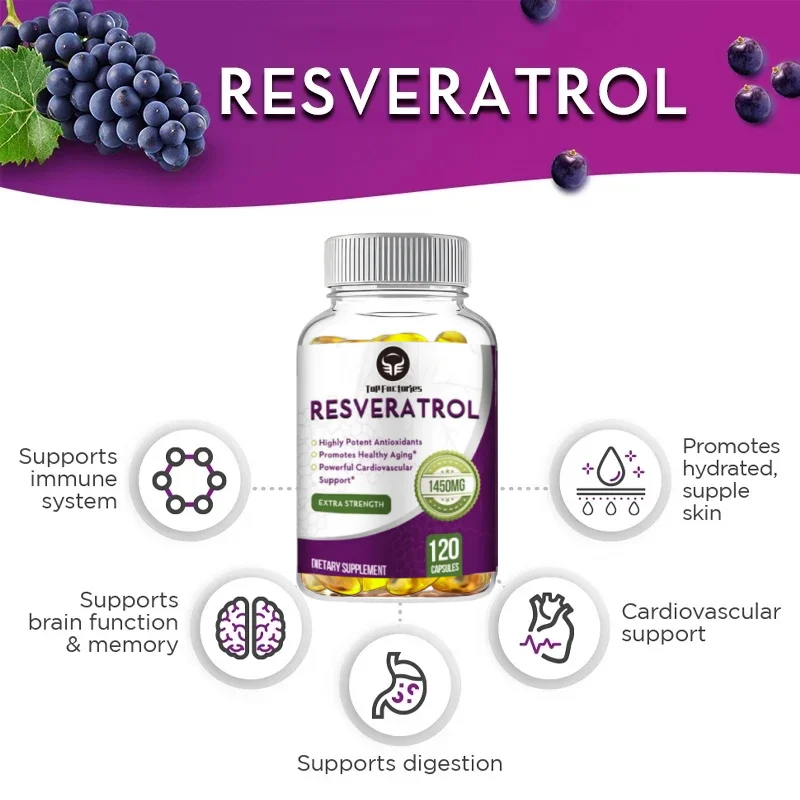 Resveratrol - Potent Antioxidants & Trans-Resveratrol - Promotes Anti-Aging, Cardiovascular & Joint Support