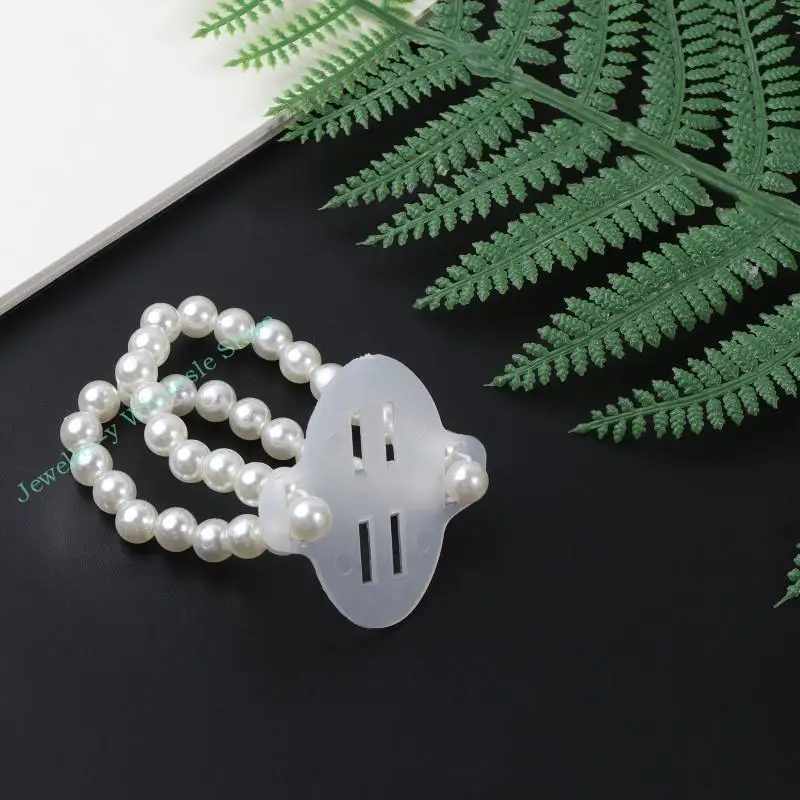 

R7UF 8x Elastic Pearl Wristband Wristlet Corsage DIY Decor Accessories Handmade Pearl Corsage Wristband for Bride Beach Party