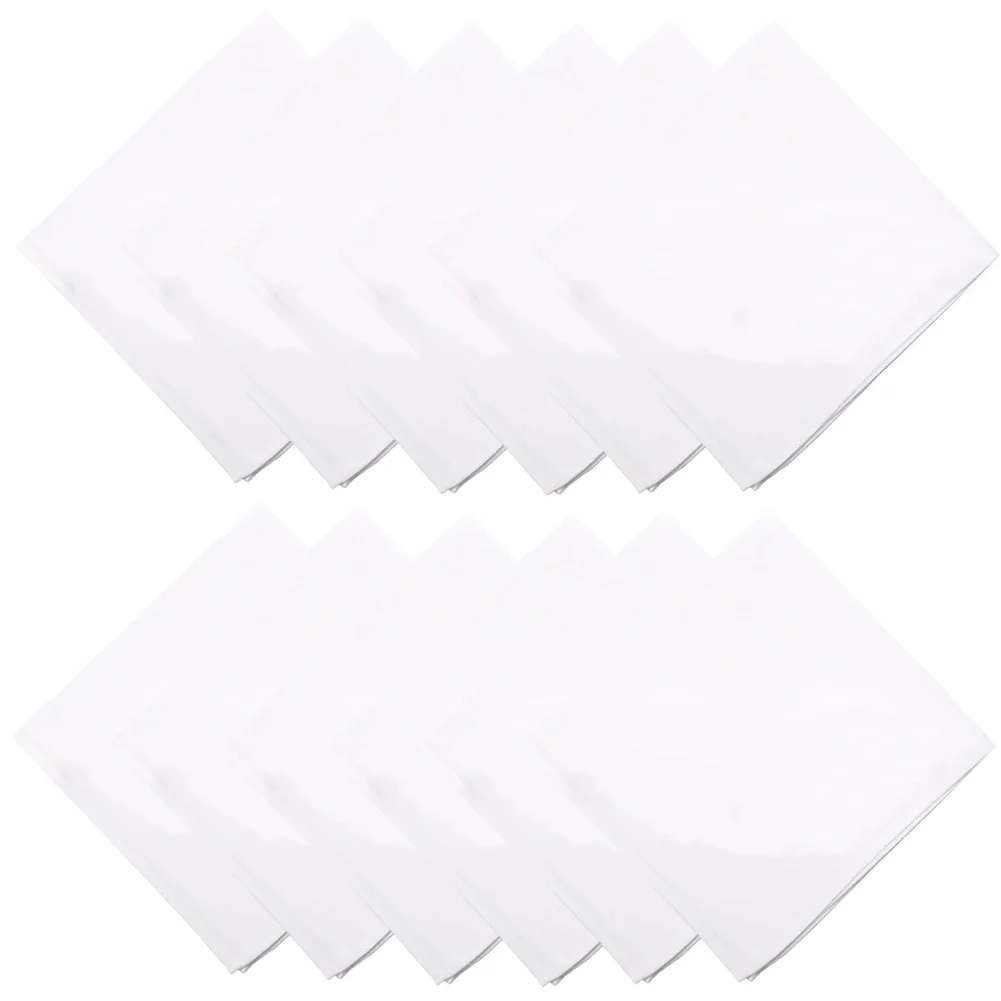 

Brand New High Quality Useful Cloth Napkins Supplies Restaurant White 12Pcs 40x40cm Dinner For Cleaning Cookware