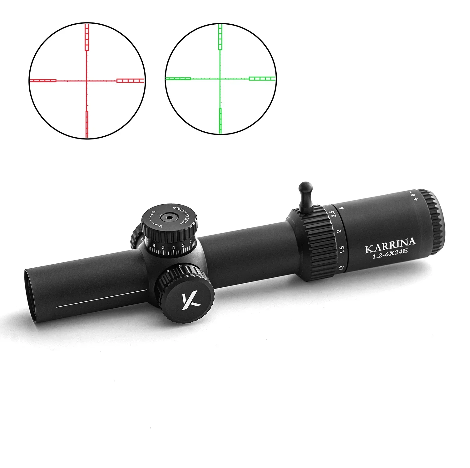 100% Original KARRINA 1.2-6X24 IR Riflescope Airsoft Scope for Hunting Optical Rifle Gun Sight Red Green Illumination Sight