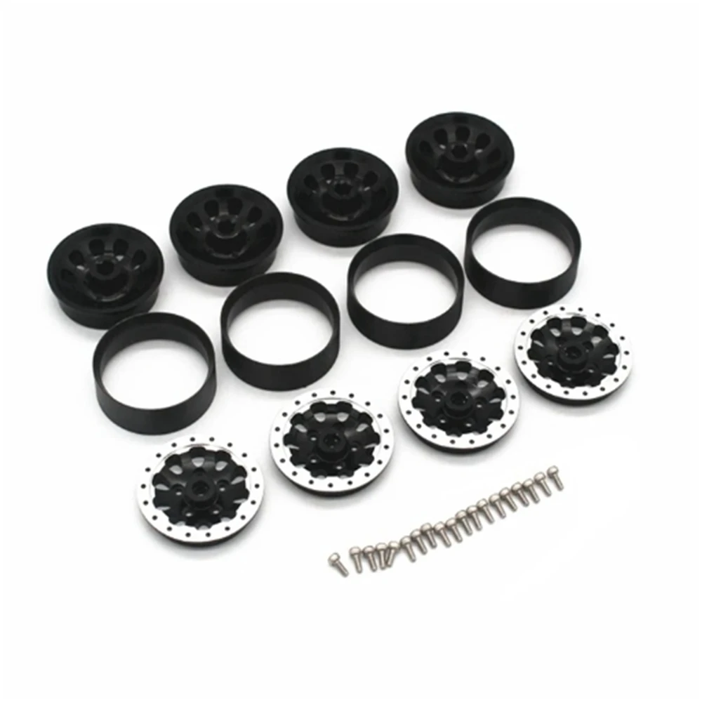 4Pcs Metal Beadlock Wheel Hub Wheel Rim And Rubber Tire For WPL C14 C24 B14 B24 B36 MN D90 MN99S RC Car Upgrade Parts view 4