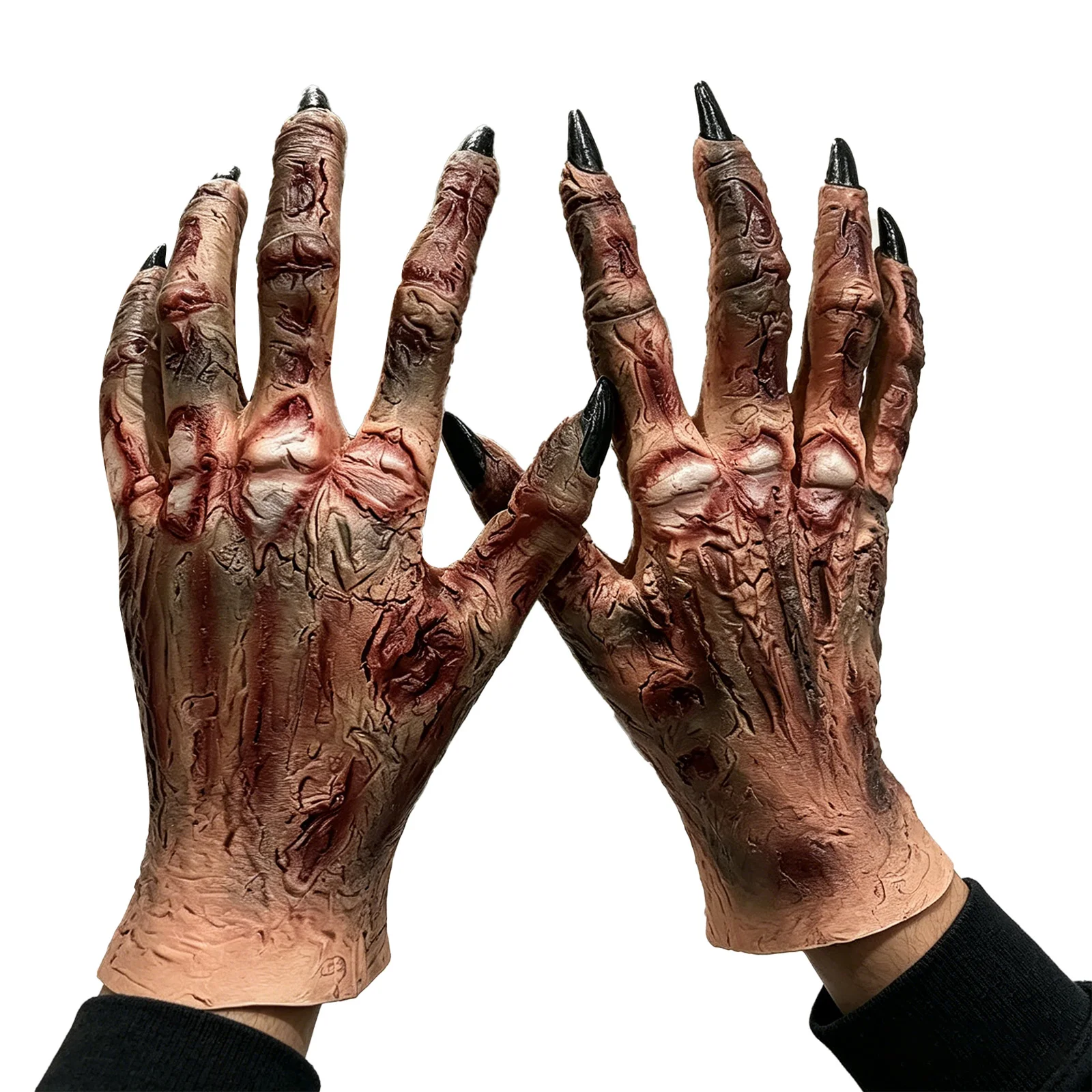 Guantes de Látex de Esqueleto Aterrador, Manos de Momia Zombi para Halloween, Accesorios de Disfraz de Terror, Fiesta, Juego de Roles para Adultos