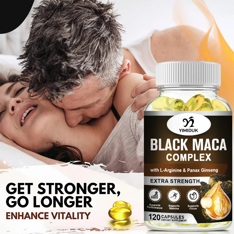 Black Maca Root Capsules 5000mg (High Strength) Peruvian with L-Arginine, Panax Ginseng & Pepper