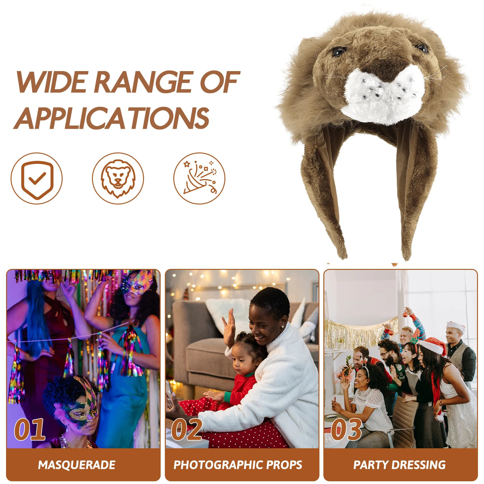 

Lion Hat Cartoon Animal Headwear For Halloween Carnival Party Cosplay Costume Decor Festival Photo Prop Party Supply