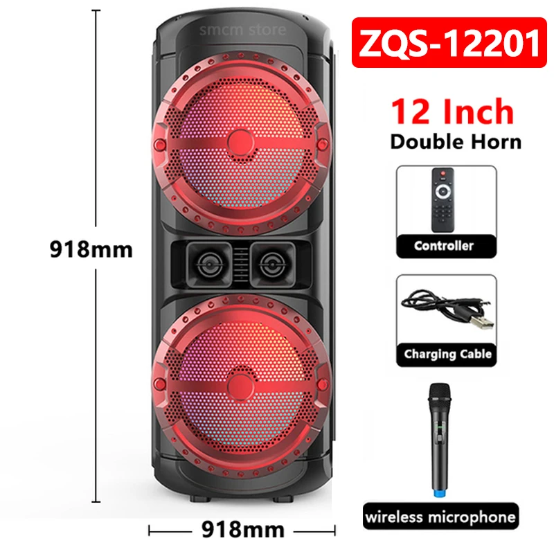 

125W Party Bluetooth Speakers Dual 12" Stereo Horn Outdoor Portable Wireless Karaoke Sound Equipment 6000mAh Extra Long Standby