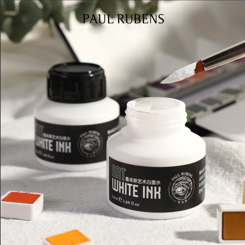 

50ML Professional Strong Coverage White Ink High-gloss Watercolor Art Starry Sky Embellishment Blank Paint Correction Pigments