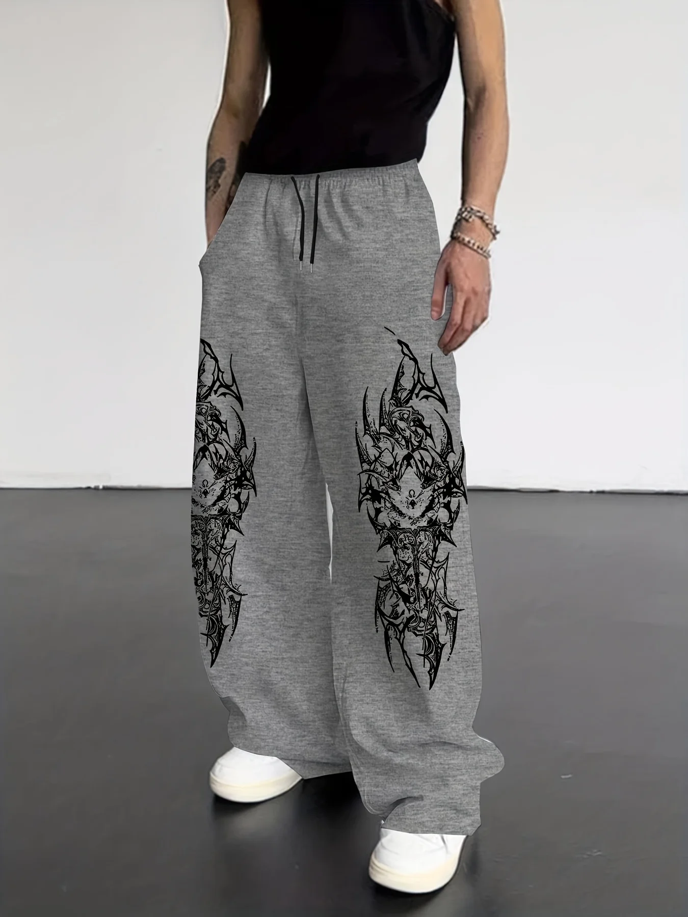 Neuheiten Y2K Gothic Mystisches Tribal-Muster Print Herren Damen Gerade Jogginghose Alternative Urban Street Hose – Detail 6