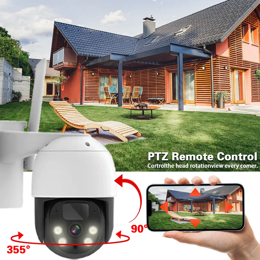 Imagem -06 - Câmera Solar com Detecção Humana Pir Wifi Ptz ip Cam com Painel Solar 10400mah Recarga Bateria Vigilância por Vídeo Câmera 360 ° 5mp