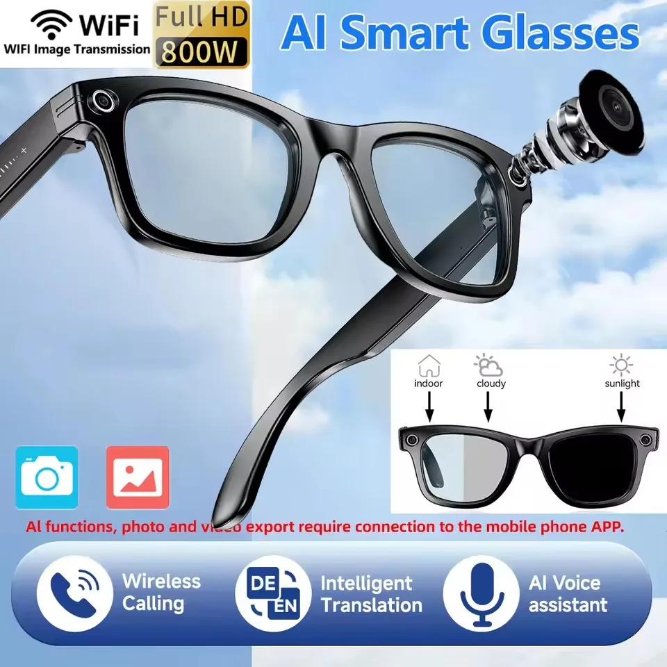 

Upgrade Smart Glasses W610 800W Camera HD1080P Shooting Video Recording AI Photo Recognition Bluetooth Call Voice Translation