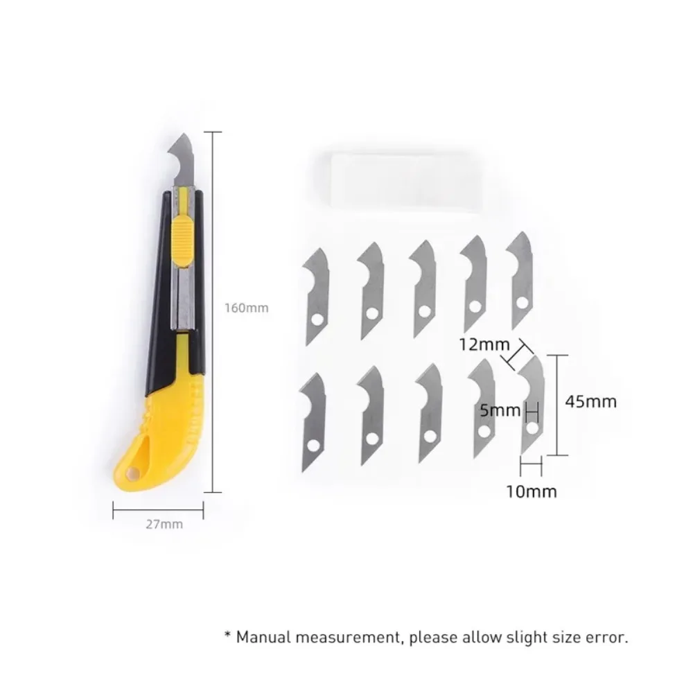 1pc Cutter With 10 Blades For Acrylic Plastic Sheet Cardboard Plexiglass Professional Utility Hook Knife Precision Cutting Tools