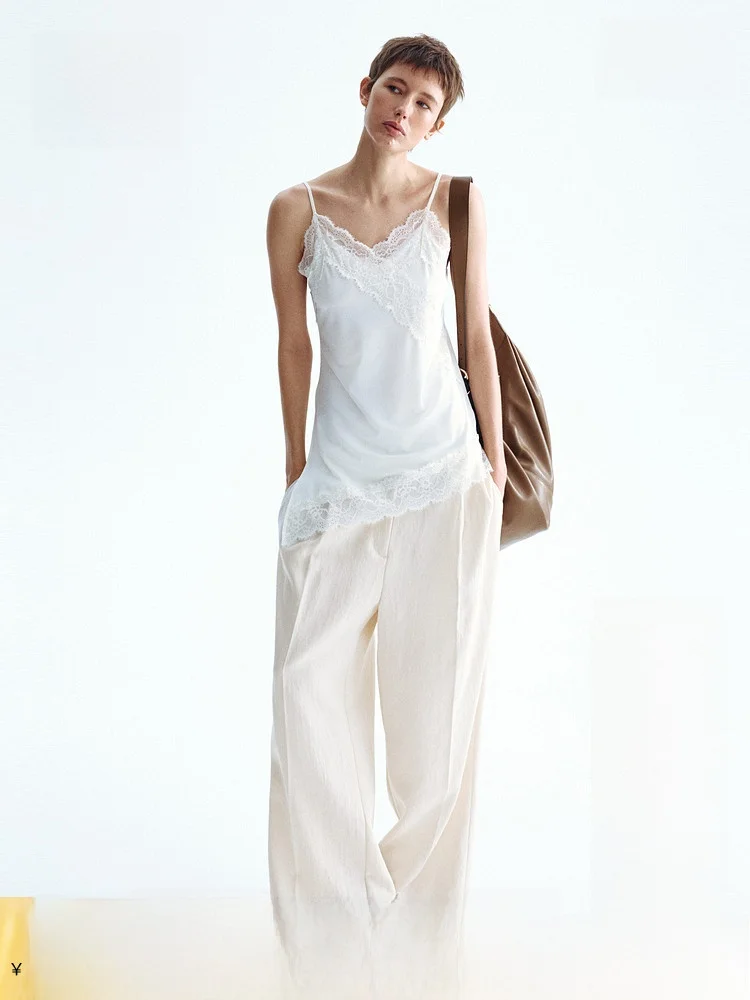 

H&M Summer New Women's Suit Pants 1330513 Elegant Professional Fashionable High Waist Straight Leg Trousers for Women