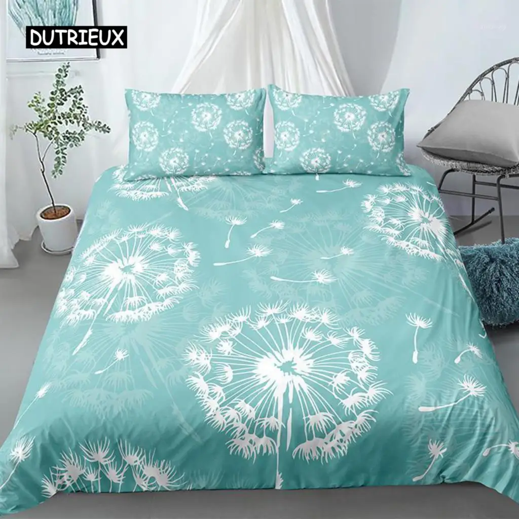 

Dandelion Duvet Cover Set King Size Fresh and Natural Style Twin Bedding Set Botanical Printed Quilt Cover For Kids Teens Adults