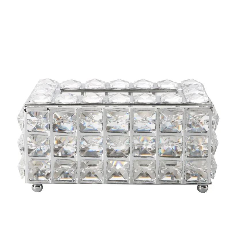 Crystal Facial Tissue Box Holder Crystal Cube Napkin Dispenser Bedroom Office Hotel Cafe Coffee House Bar Diamond Sparkle Boxes