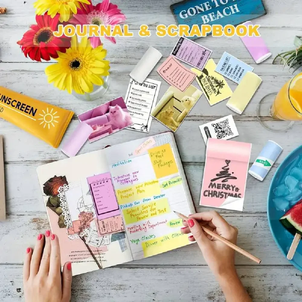 57x25mm Thermal Paper Clear & Colorful Thermal Paper Rolls - Waterproof BPA-Free for Instant Camera/Printers, Home/Office/Crafts