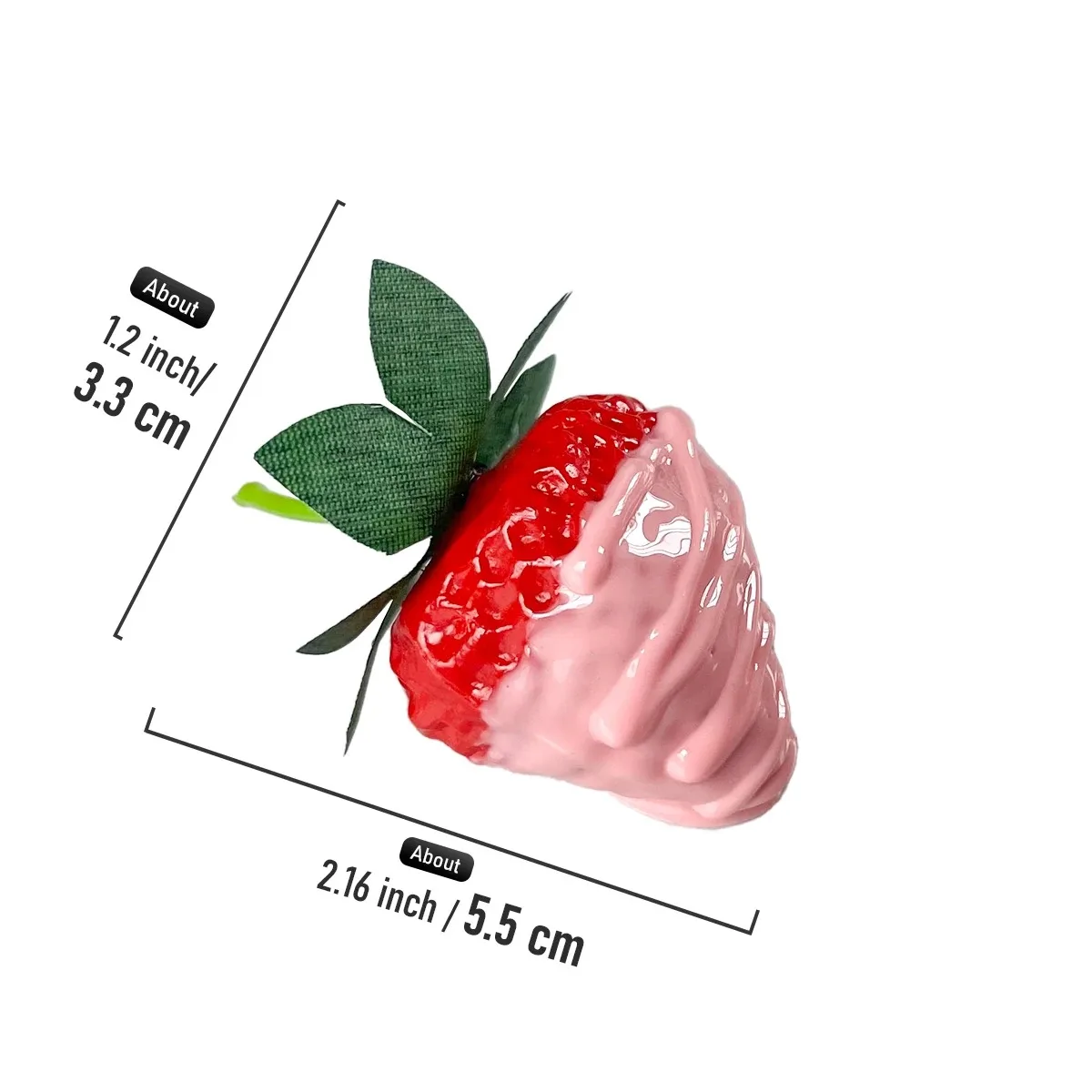 4 Stück Realistische Schokoladenüberzogene Erdbeeren, Lebensechte Künstliche Frucht-Desserts für Valentinstag-Dekoration – Detail 1