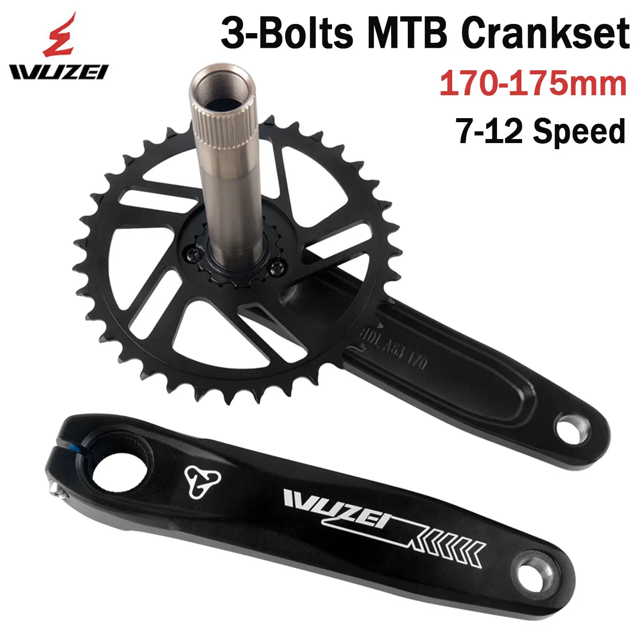 

WUZEI 3 болта MTB шатуны 1/3/6 мм смещенная звездочка для горного велосипеда 170 175 мм шатун 8 9 10 11 12 скоростных деталей велосипеда для Shimano