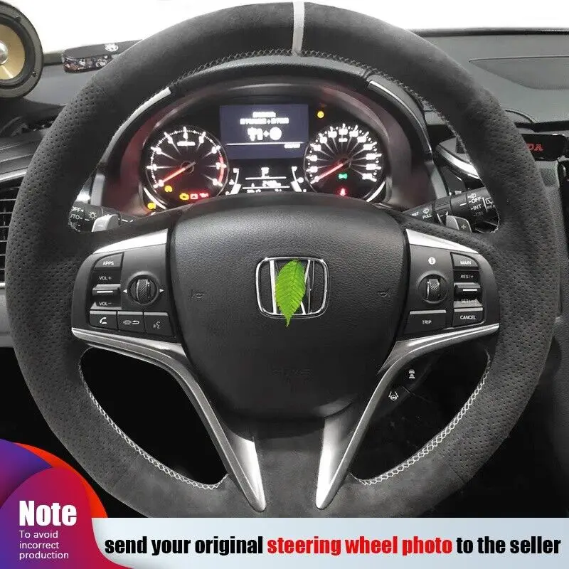 

DIY Hand-Stitched Alcantara Car Steering Wheel Cover For Honda Spirior 2015 Car Interior Accessorie