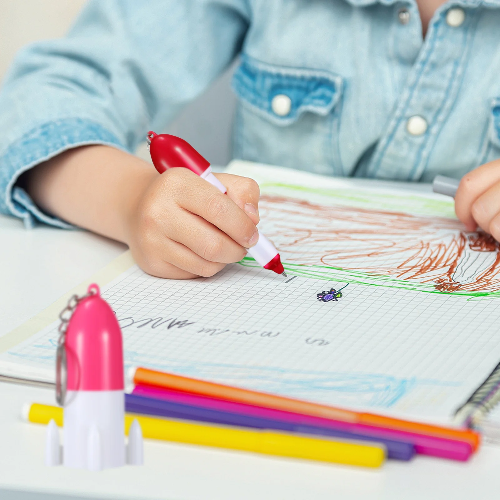 

12Pcs Retractable Ballpoint Pen Keychain Plastic Novelty Pens for Students Teachers Nurses Compact Smooth Writing Gifts