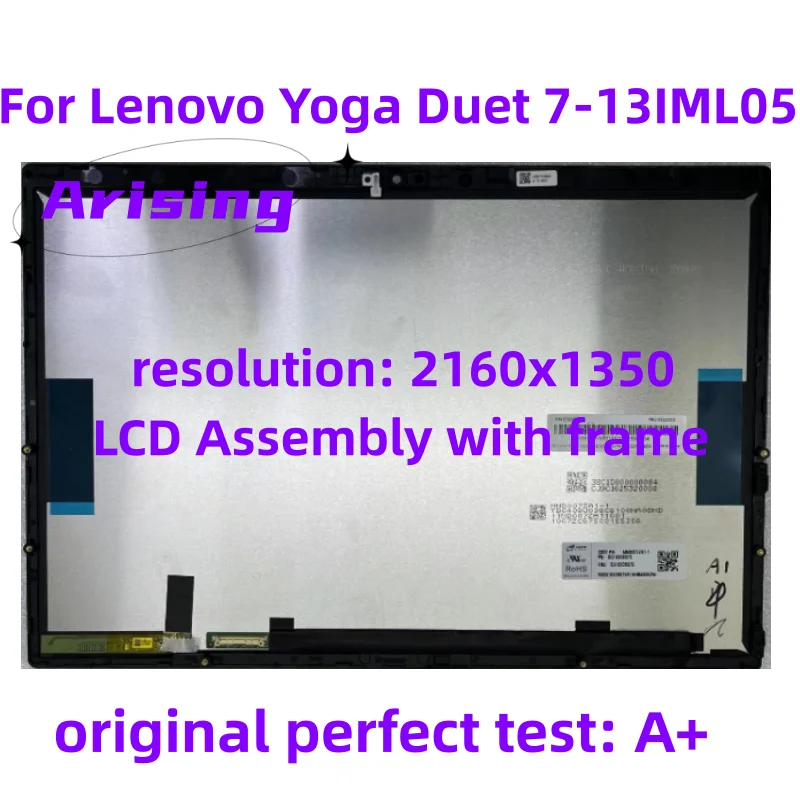 

13,3 "новый ноутбук Touchscrereen в сборе для Lenovo Yoga Duet 7-13IML05 Yoga Duet 7-13ITL6 Yoga Duet 7-13 5D10S39651 2160x1350