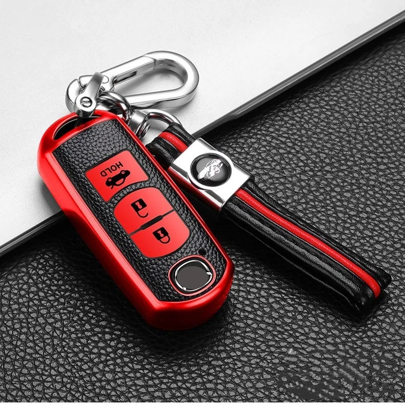 

For Mazda 2 3 5 6 Axela Atenza Demio CX-3 CX5 CX-7 CX-9 MX-5 Leather TPU Car Key Cover Case Bag Keychain Protector Accessories