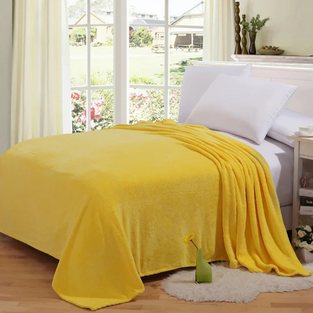 

Heavy Duty Flannel Fleece Blanket Warm Lightweight Bed Blanket 70x100cm Light Yellow for Winter Camping Backpacking