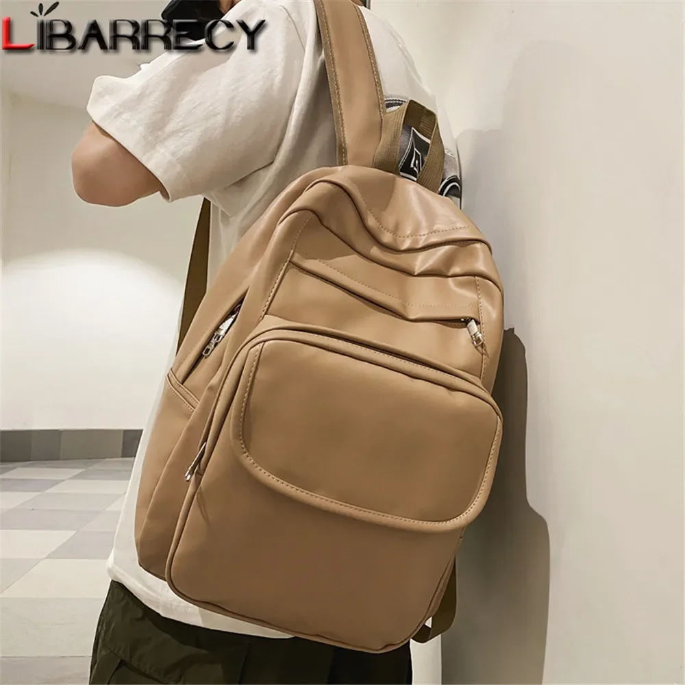 

Casual Soft Pu Leather Women Backpack New Solid Color Female Large Capacity Waterproof Shoulder School Bag Preppy Mochila Bolsa