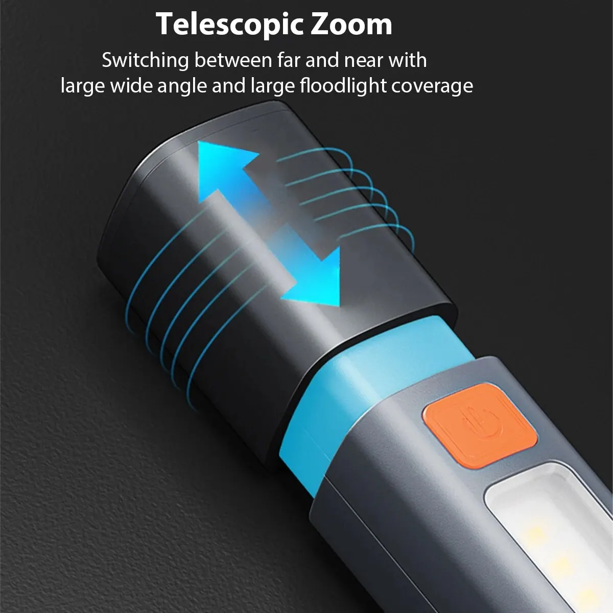 Сильное освещение, фонарик из АБС-пластика, зарядка через USB, портативный уличный маленький фонарик, подвесной светильник для кемпинга, телескопический фокус, боковой фонарь COB