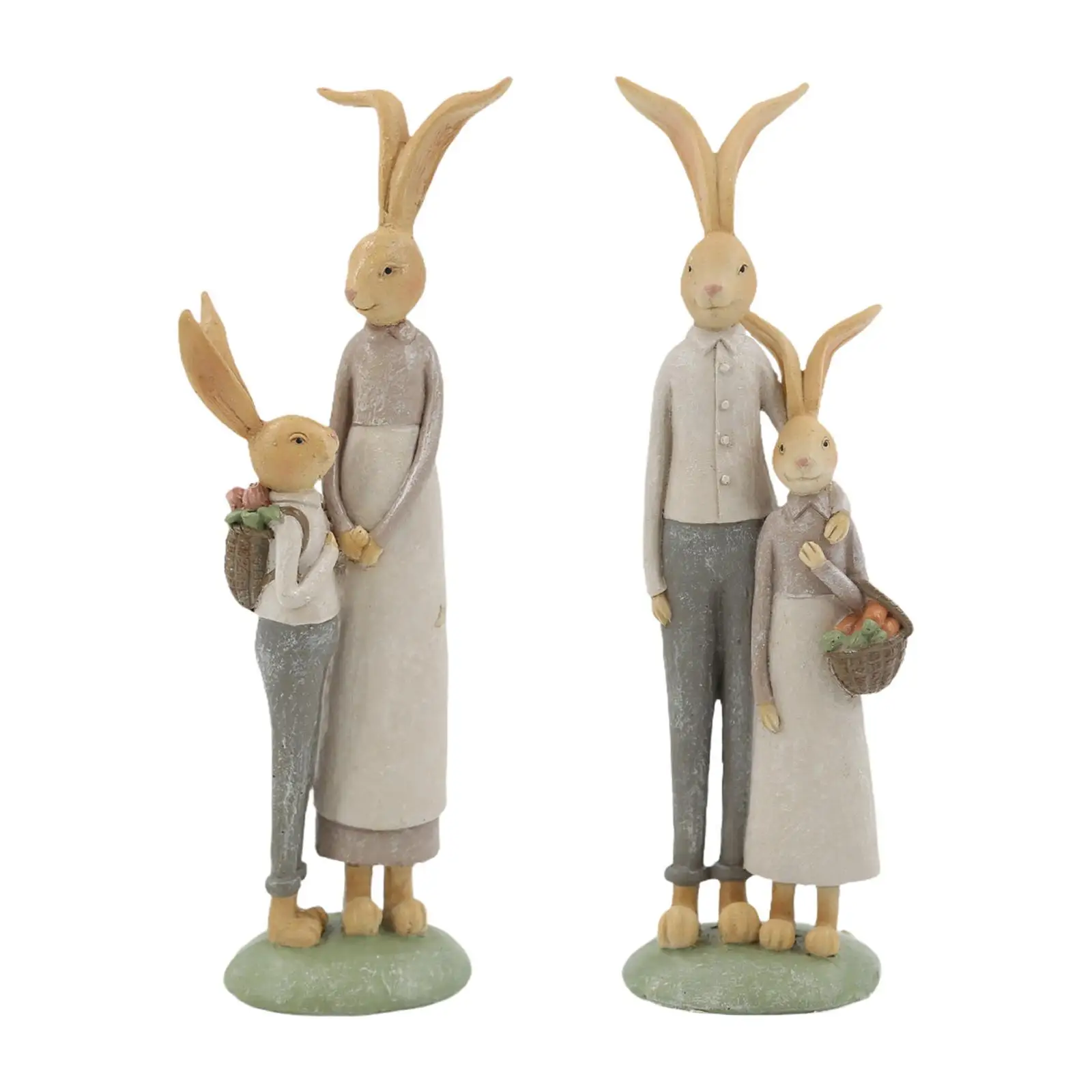 

Семейная статуя пасхального кролика из смолы для оконного порога, бонсай, декор, украшение на полку