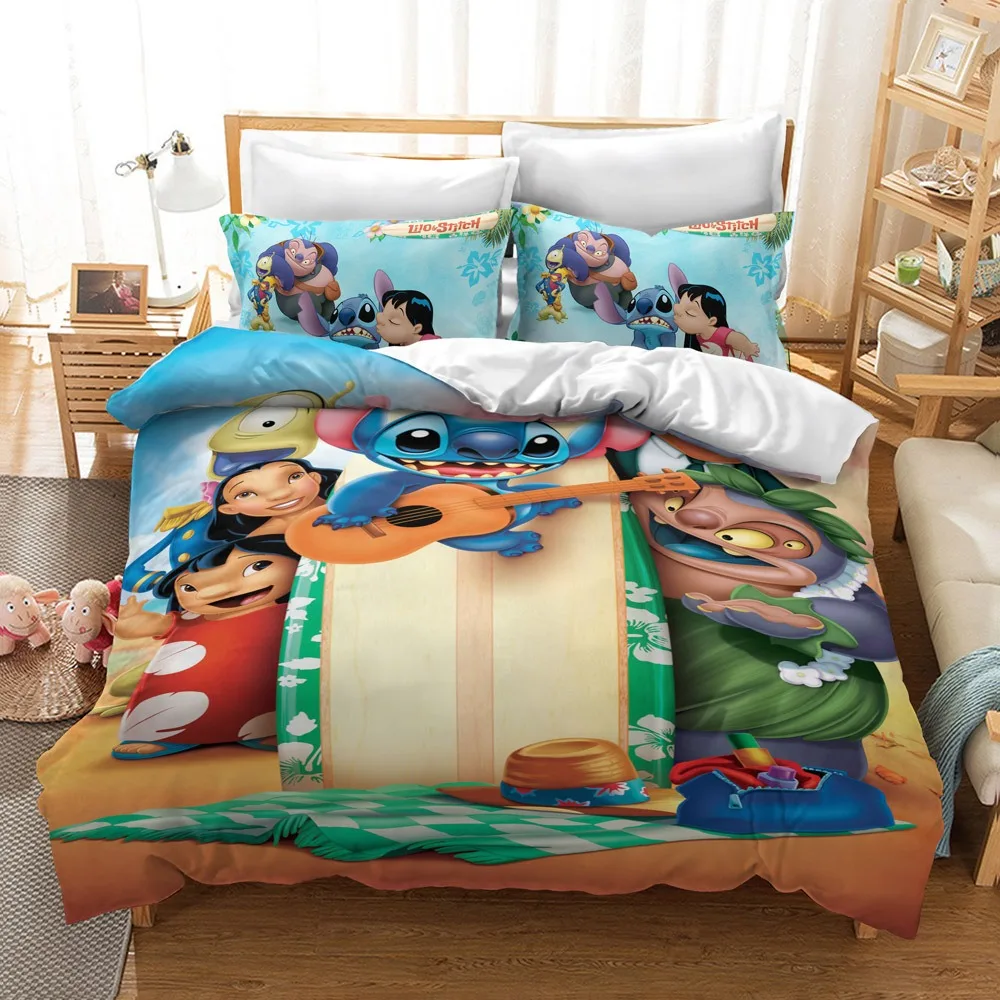 Lilo and Stitch Duvet Cover Set Single Double Queen Size 2 or 3 Pieces Bedding Set for Boy Girl Gift