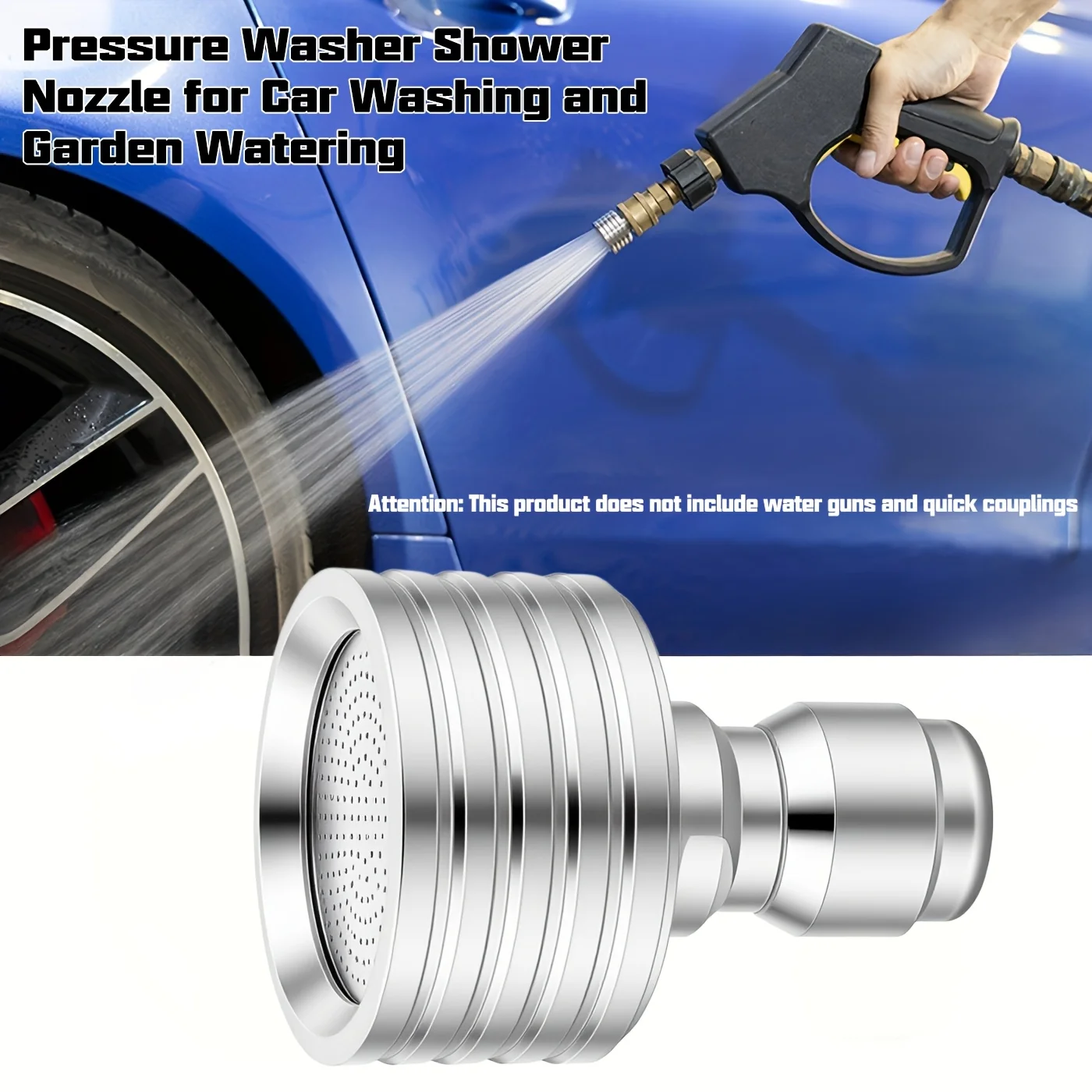 High Pressure Water Gun Interface Washing Nozzle Stainless Steel Shower Blades 1/4 Quick Connect Wash Cars Garden Urban Tool