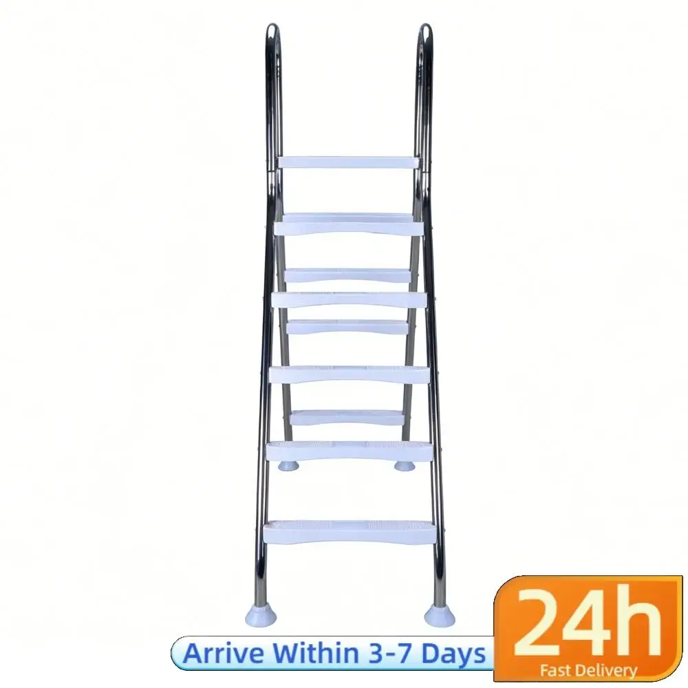 

5-ступенчатая лестница для бассейна высотой 52 дюйма из нержавеющей стали 304 с двойными поручнями и нескользящими ступенями для использования на открытом воздухе