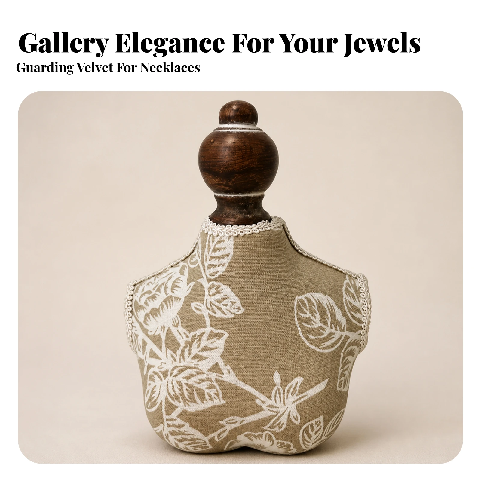 Tabletop Jewelry Display Bust Vintage-Inspired clothCovered Jewelry Bust with Floral Pattern Compact Lightweight for Showcases
